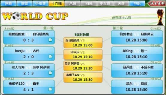 【火线战报】跨服世界杯16强快报_6711一球成